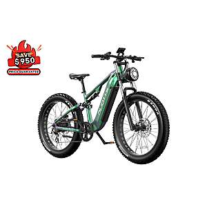 DUOTTS E26 Electric Bike: 2000W, 26×4.0" Tire, 48V 20Ah Samsung Battery, Green Purple @ DUOTTS $899