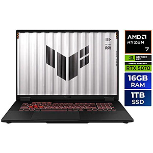 ASUS TUF A18: 18" QHD+ 240Hz, Ryzen 7 260, RTX 5070, 16GB DDR5, 1TB PCIe SSD $1399.99
