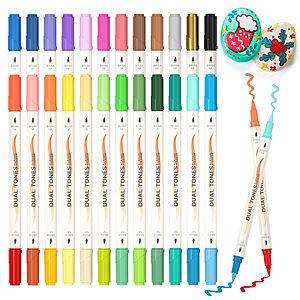 Shuttle Art 48 Colors Dual Tone Acrylic Paint Markers,24 Pack Acrylic Paint Pens Set $6.49