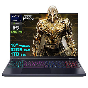 Acer Predator Helios Neo 16S (Cert. Refurb): RTX 5070 Ti, 16" QHD+ 240Hz OLED, Intel Ultra 9 275HX, 32GB DDR5 1TB SSD via KLARNA PAY $1212.23