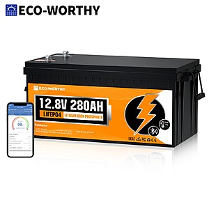 ECO-WORTHY 3584Wh 12V 280Ah Smart LiFePO4 Battery w/ Bluetooth $240 + Free Shipping