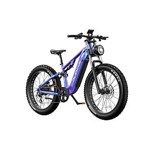 DUOTTS E26 Electric Bike: 2000W, 26&times;4.0" Tire, 48V 20Ah Samsung Battery, Blue Purple @ DUOTTS $659