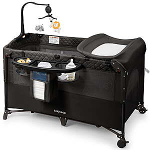 Babyeap 5-in-1 Baby Bassinet with Playard Mode & Changing Table $99.49