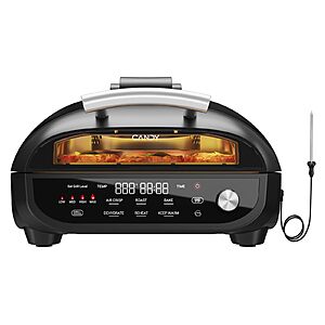 Candy Indoor Grill & Air Fryer with Ceramic Accessories, 500°F Max, 7-IN-1 Digital Display, 5.2 QT Electric Low Smoke with View Window, 1500W $99.99