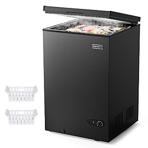 EUHOMY 3.5 Cu.Ft Chest Freezer with Removable Basket,Adjustable 7 Thermostat $173.99