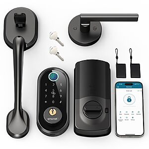 SMONET Front Door Lock Set with Handle, Smart Fingerprint Keyless Entry Door Lock, Deadbolt with App Control, Touchscreen Keypad $59.99