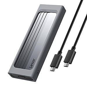 Lexar E300 M.2 NVMe SSD Enclosure, USB 3.2 Gen 2 (10Gbps) External SSD Reader $14.99