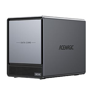 Prime: ACEMAGIC N3A NAS: Ryzen R2544, 8GB DDR4, 128GB PCIe3.0 SSD, w/ up to 136TB Storage, 4×HDD+2×M.2 Slots, Dual 2.5G+1G LAN $355.99