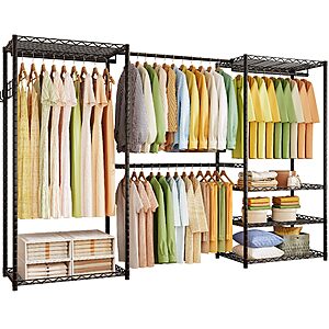 ecobedding 900LBS Max Load Freestanding Closet Organizer with 6 Storage Shelves & 3 Adjustable Hanging Rods $54.99