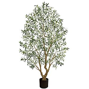 8' Vitalismo Artificial Indoor Olive Tree in Black Basic Pot $60 + Free S&H