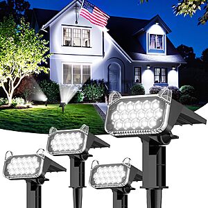 4-Pk TuyLuxe Outdoor Solar LED Spotlight Stake Lights