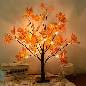 S-Union 20" Lighted Battery Artificial Maple Tree w/ 24 LEDs $10.50 & More
