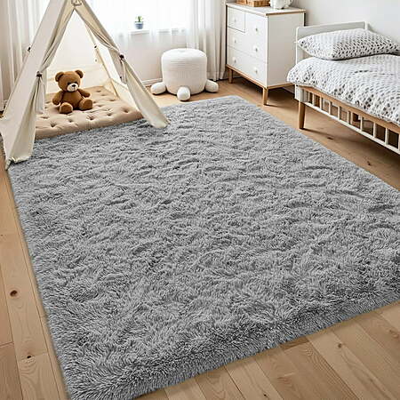 Nefoso Shag Light Gray Area Rug, 8' x 10' Soft Fluffy Area Rugs $44.59