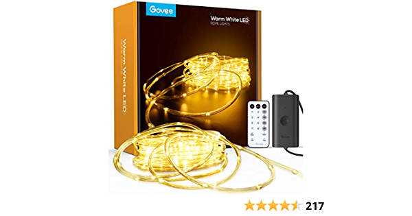50% off Govee 66ft LED IP65 Waterproof Outdoor Rope Lights 2400K Warm White with Remote Control - $$20