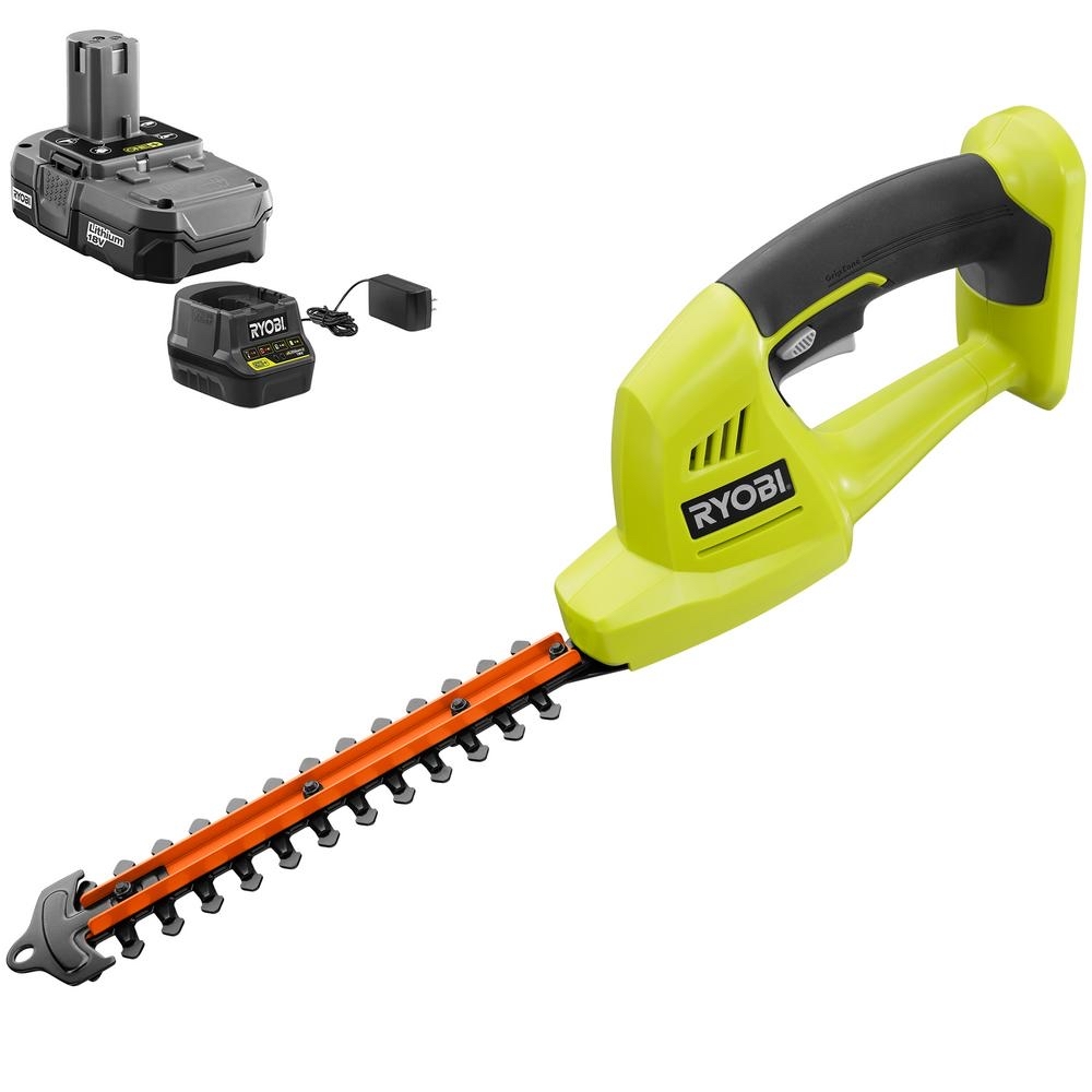 RYOBI ONE+ 18V Cordless Battery Grass Shrubber Trimmer with 1.5 Ah Battery and Charger-P2970VNM - $59