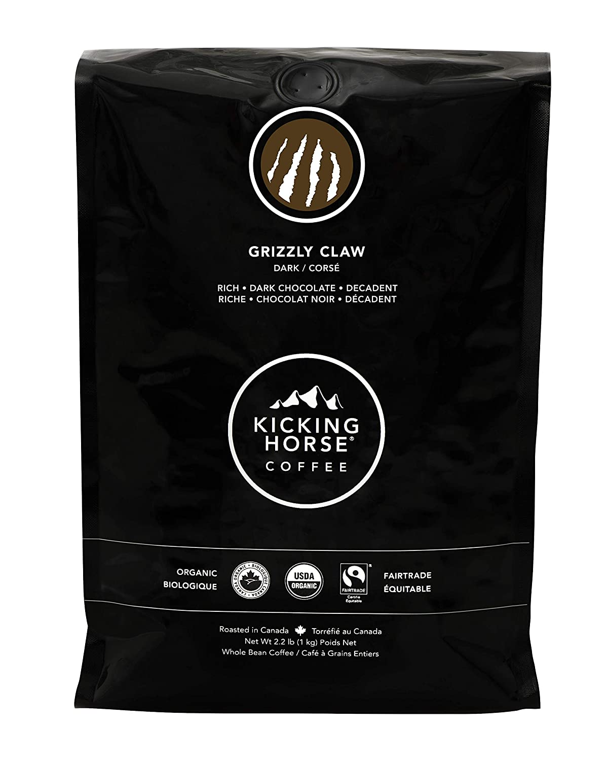 Amazon.com : Kicking Horse Coffee, Grizzly Claw, Dark Roast, Whole Bean, 2.2 Pound - Certified Organic, Fairtrade, Kosher Coffee : Grocery & Gourmet Food $17.54
