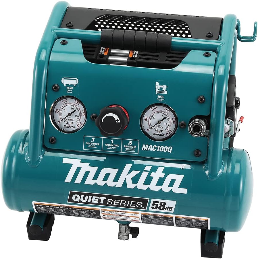 Makita MAC100Q Quiet Series, 1/2 HP, 1 Gallon Compact, Oil-Free, Electric Air Compressor $159