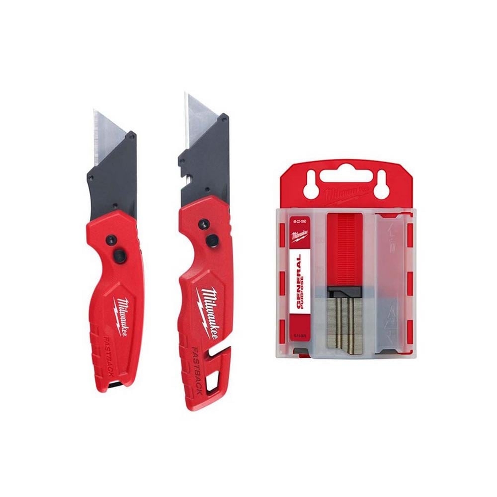 Milwaukee FASTBACK Folding Utility Knife Set (2Piece) with Utility