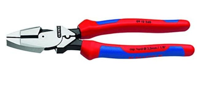 Knipex 09 12 240 SBA 9.5-Inch Ultra-High Leverage Lineman's Pliers with Fish Tape Puller and Crimper $41.98
