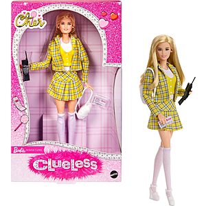 Barbie Signature Doll, Clueless Cher Collectible in Yellow Plaid Suit with Backpack, Cell Phone, & Learner&rsquo;s Permit Accessories $25
