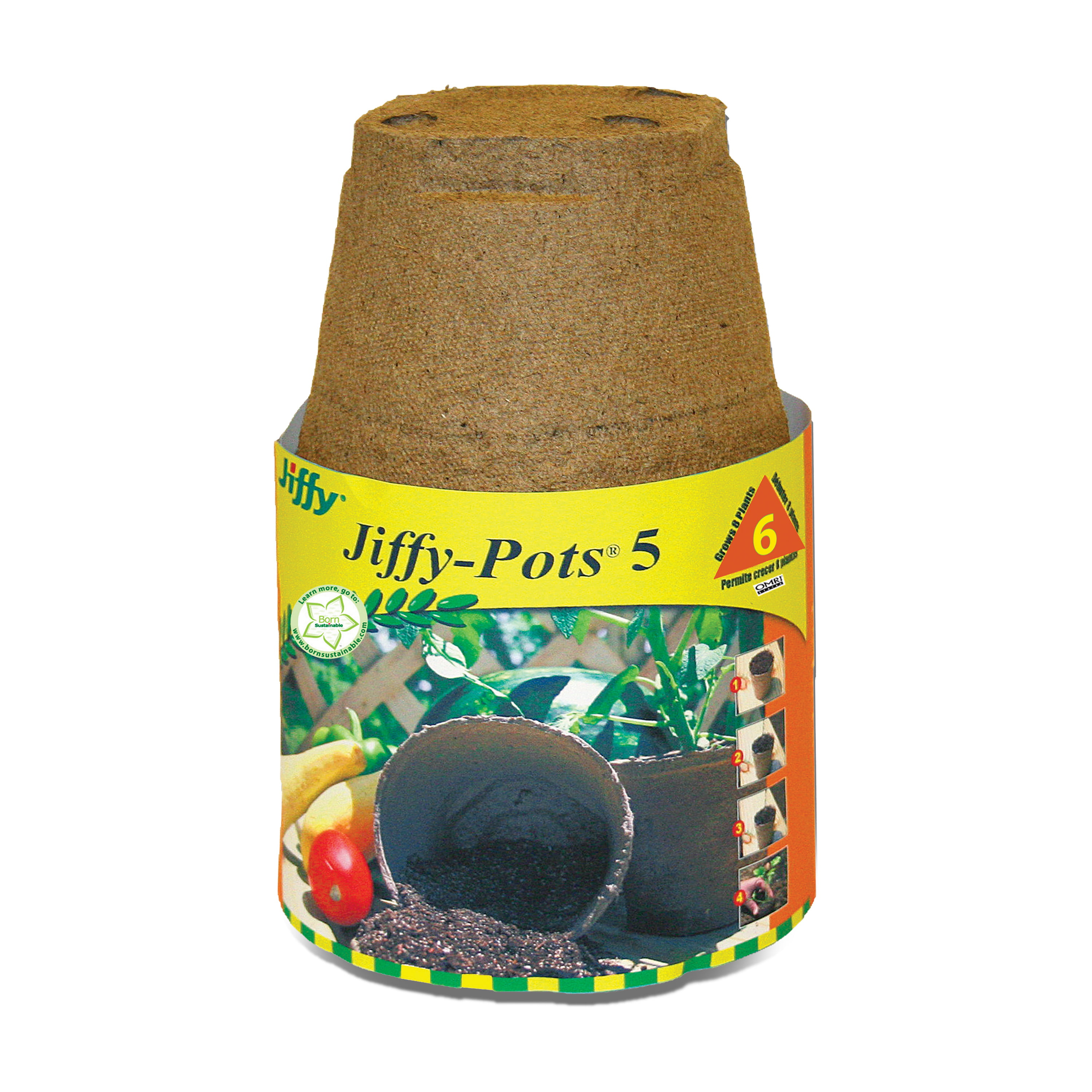 Jiffy Pots 5" Diameter Seed Starting Biodegradable Peat Pots - 6 Pack $2.88