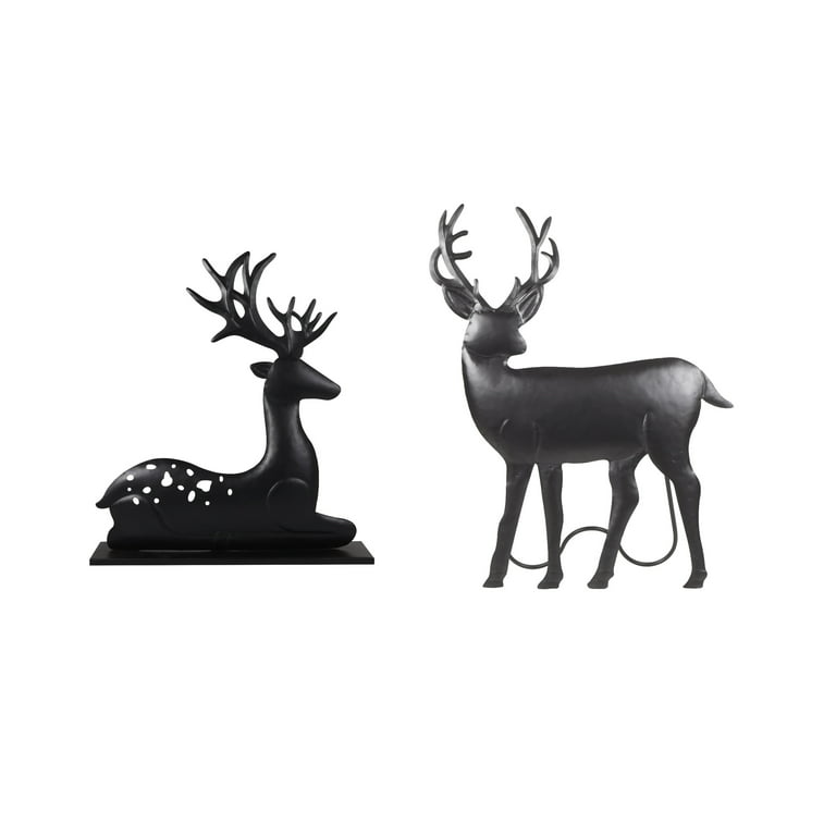 Holiday Time (Set of 2) Black Finish Couple Deer Silhouette Christmas Decorations $36.59