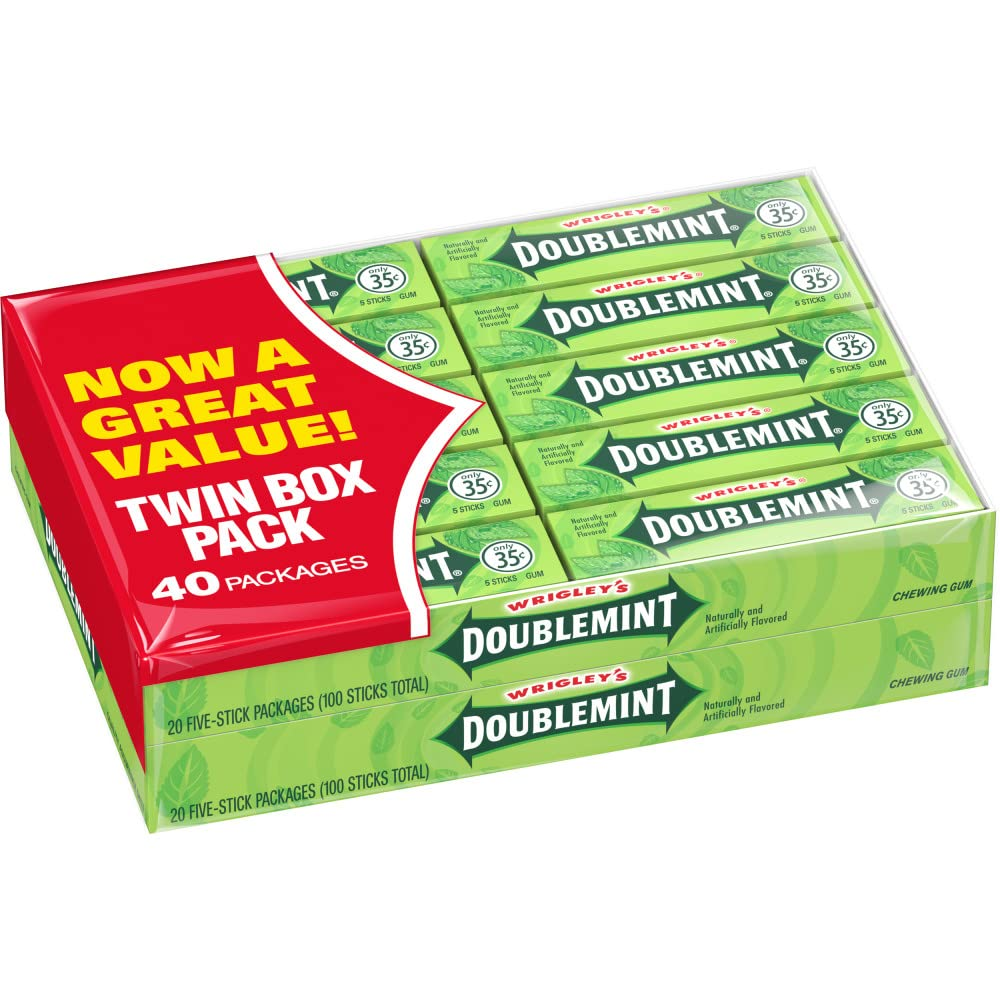 WRIGLEY'S DOUBLEMINT Gum - 5 stick pack (40 Packs) $4.95