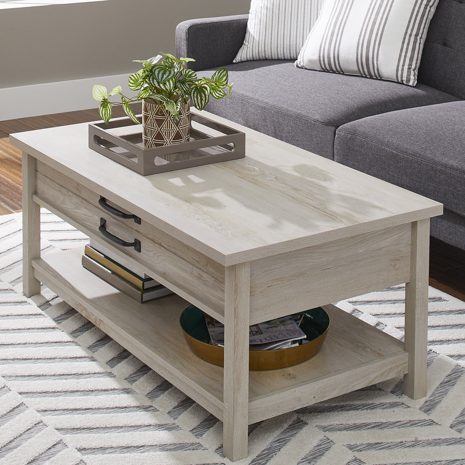 Better Homes & Gardens Modern Farmhouse Rectangle Lift Top Coffee Table - Rustic White or Rustic Gray $129.00