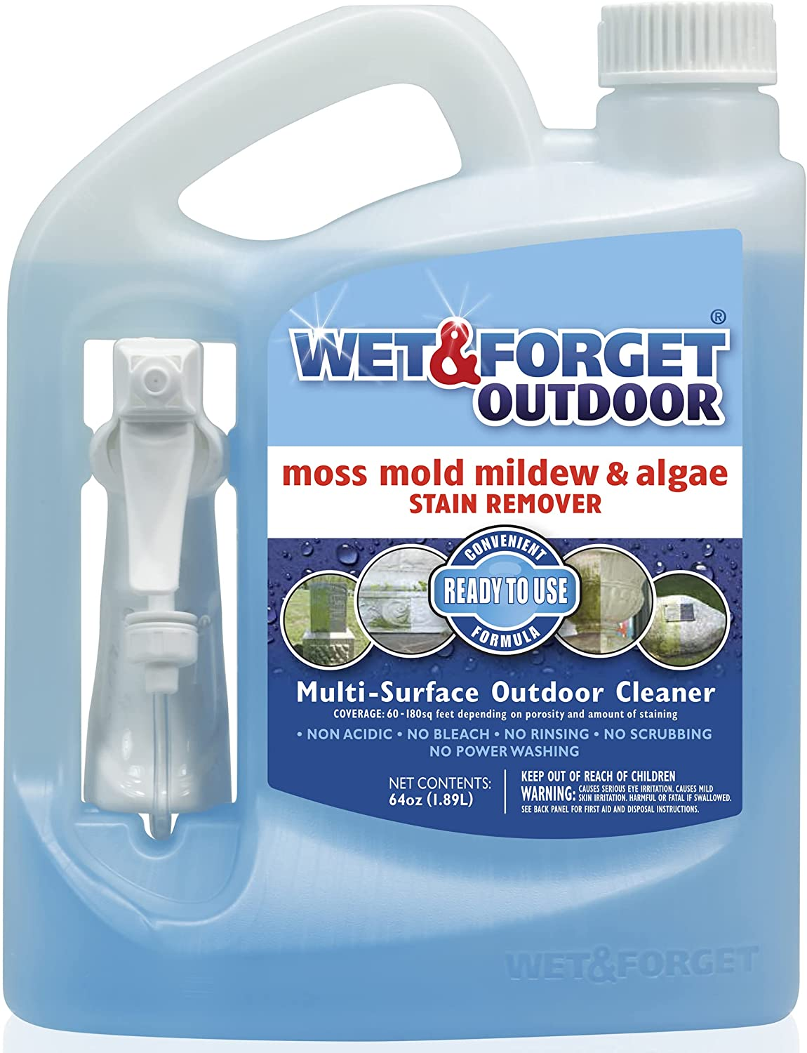 64 Oz Wet & Forget Outdoor Moss/Mold/Mildew/Algae Stain Remover Multi-Surface Cleaner $19.98
