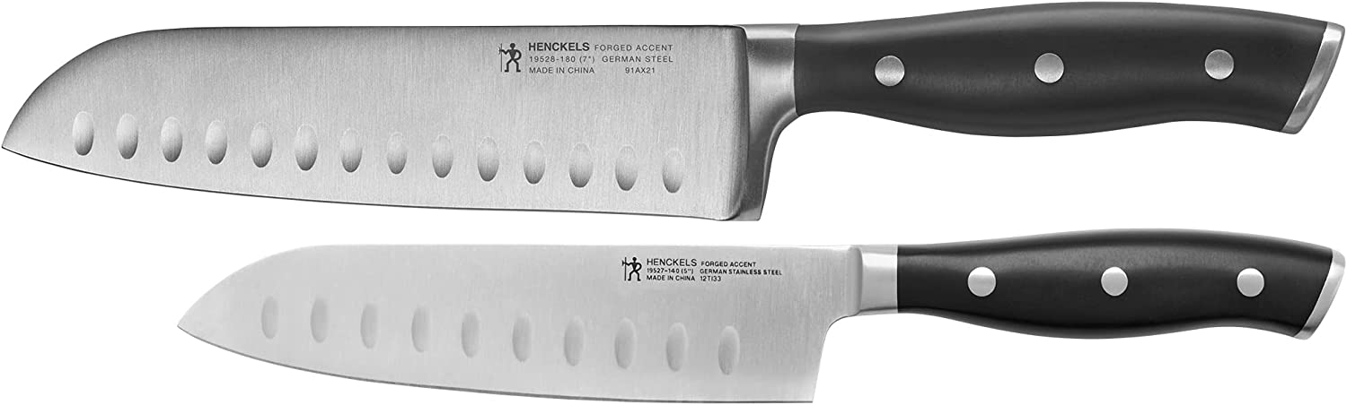 Henckels Forged Accent 2-pc Asian Knife Set - 5" HE Santoku, 7" HE Santoku (Black) $33.13
