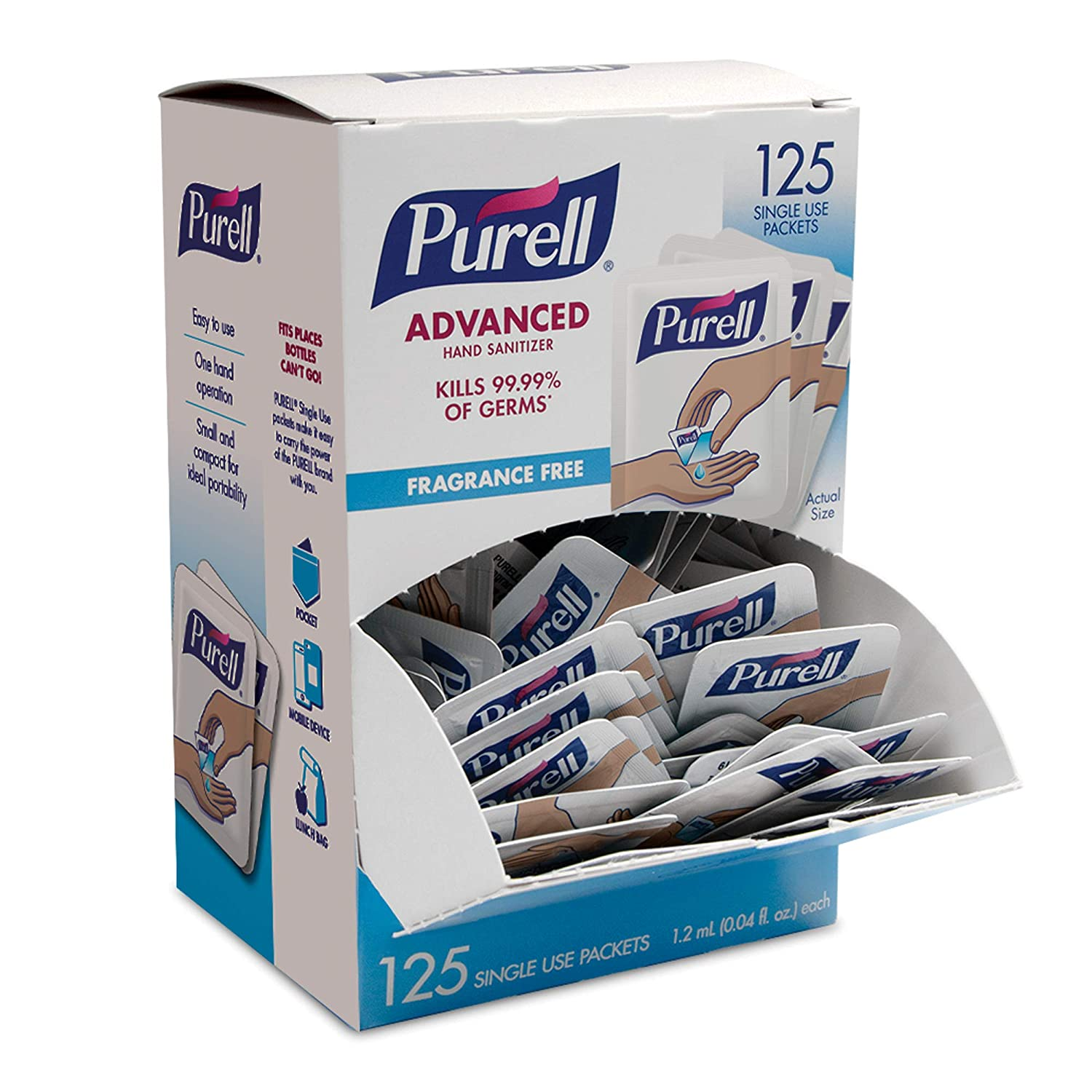 125-Ct Purell Singles Fragrance Free Advanced Travel Size Hand Sanitizer Gel Packets $11.47