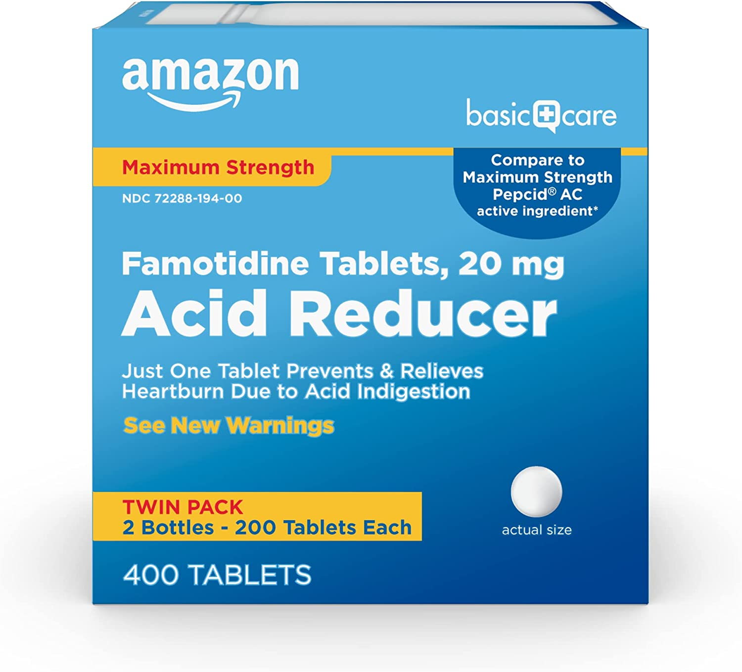 400-Count 20mg Amazon Basic Care Maximum Strength Acid Reducer Famotidine Tablets $8.05