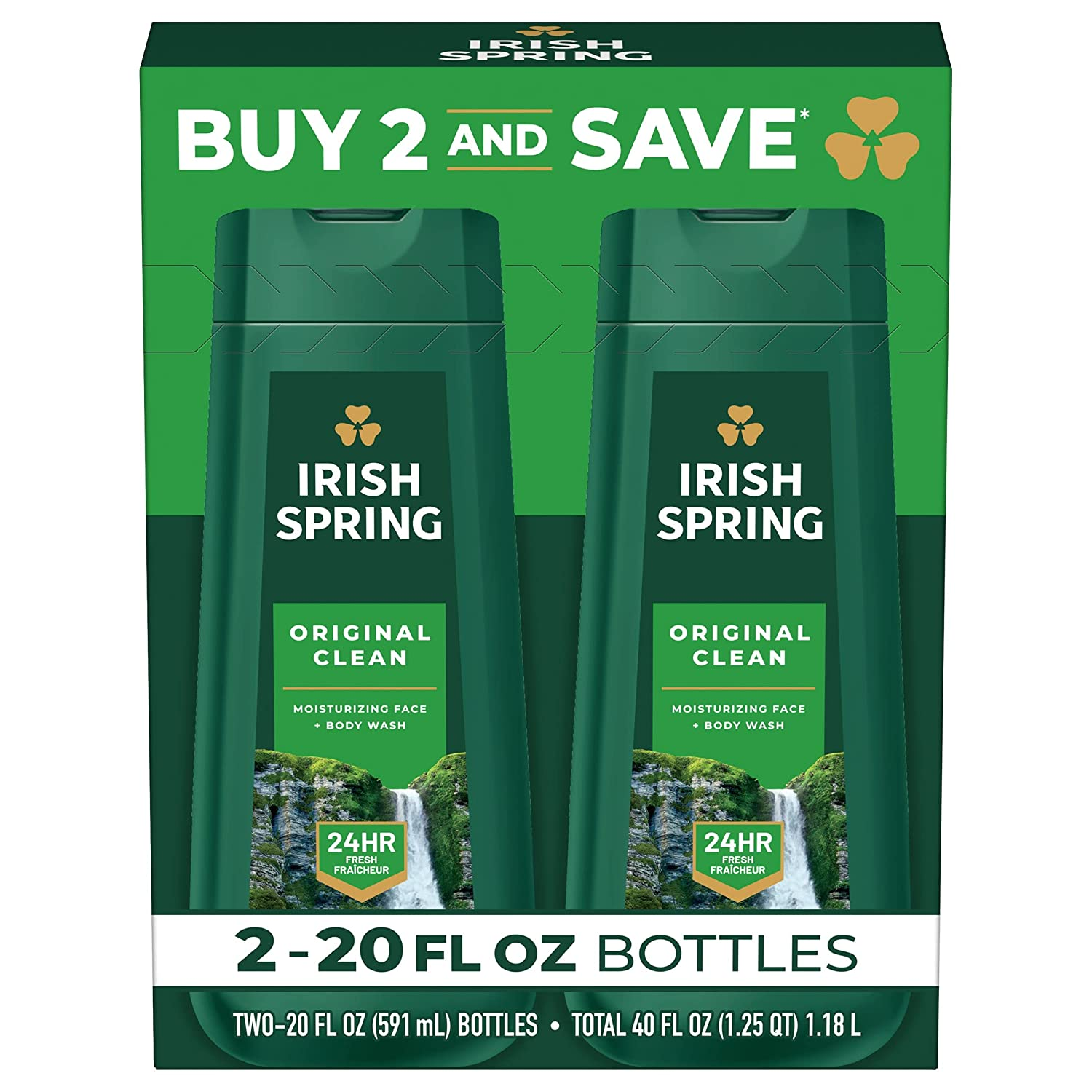 2-Pk 20 Fl Oz Irish Spring Original Clean Body Wash for Men $6.80