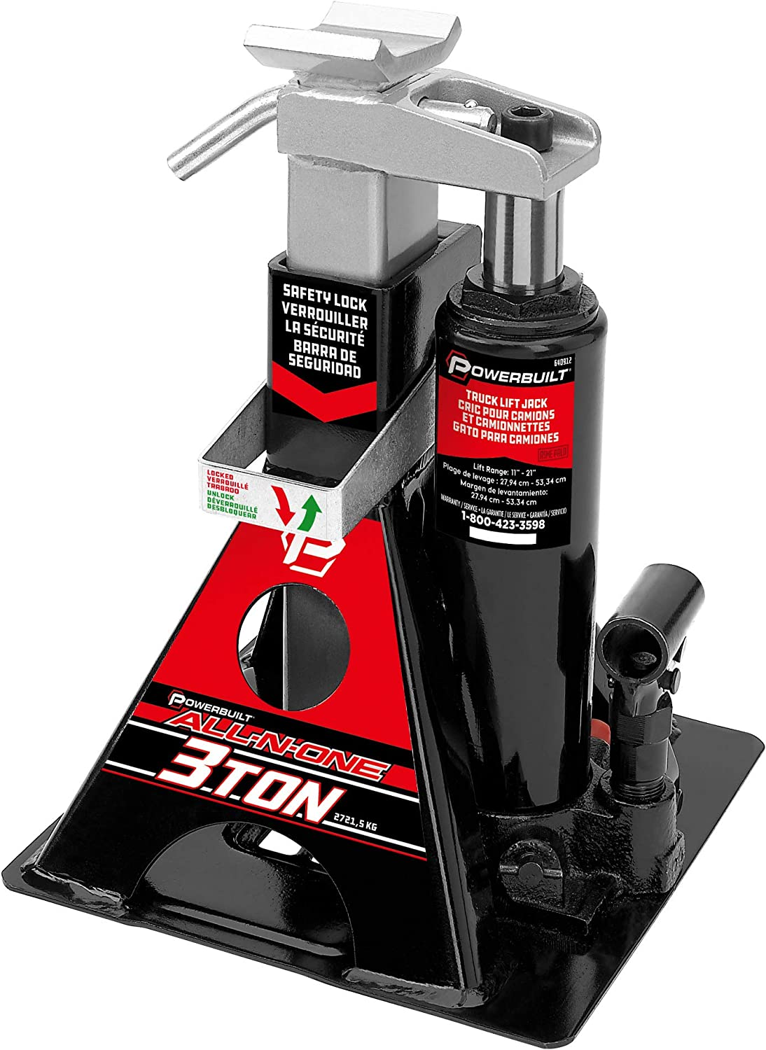 6000 Lb Powerbuilt 3 Ton Bottle Jack and Jack Stands in One 81.98
