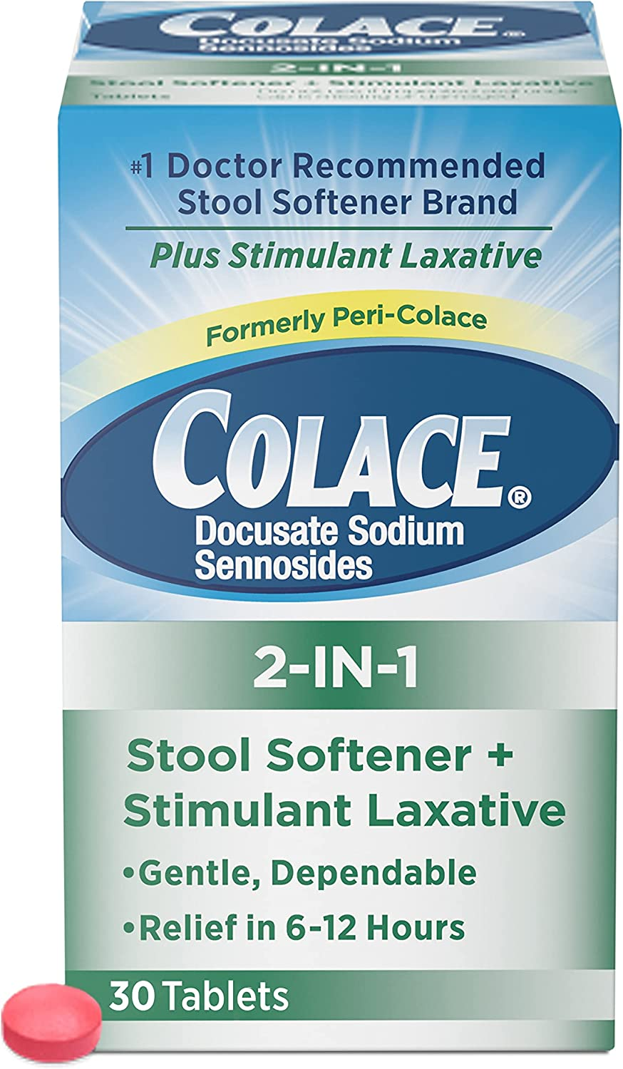 30-Ct Colace 2-In-1 Stool Softener & Stimulant Laxative Tablets $8.15
