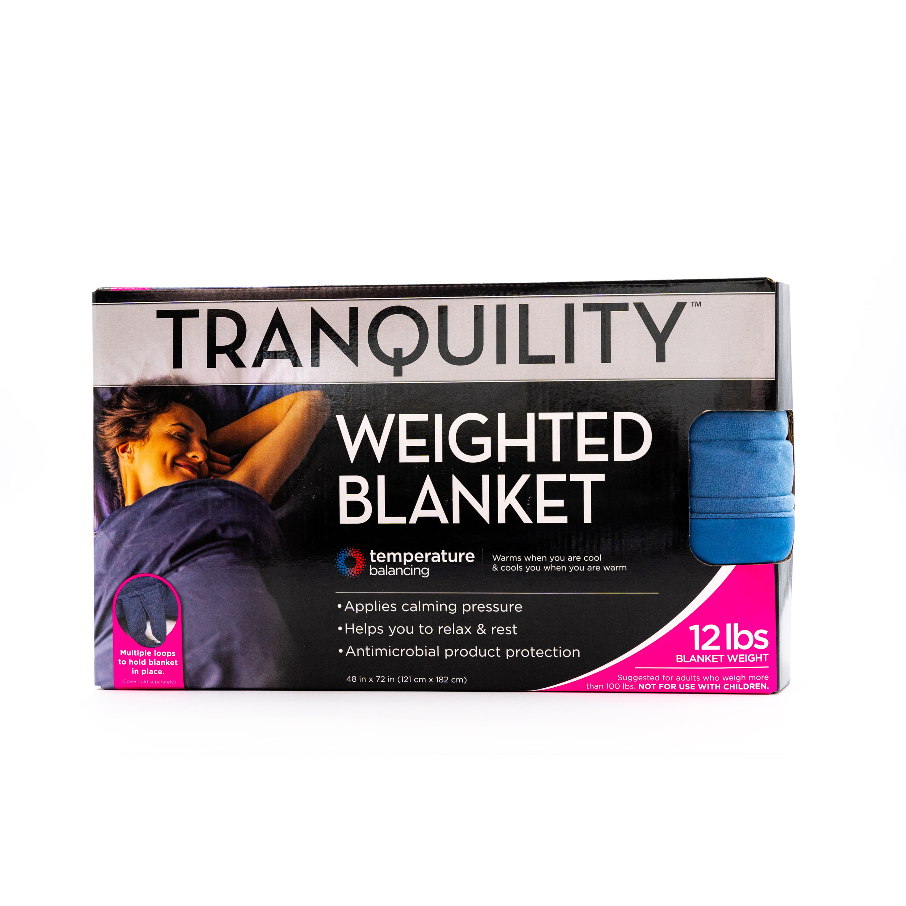 12lb Tranquility Temperature Balancing Weighted Blanket (Midnight Blue or Pewter) $24.99