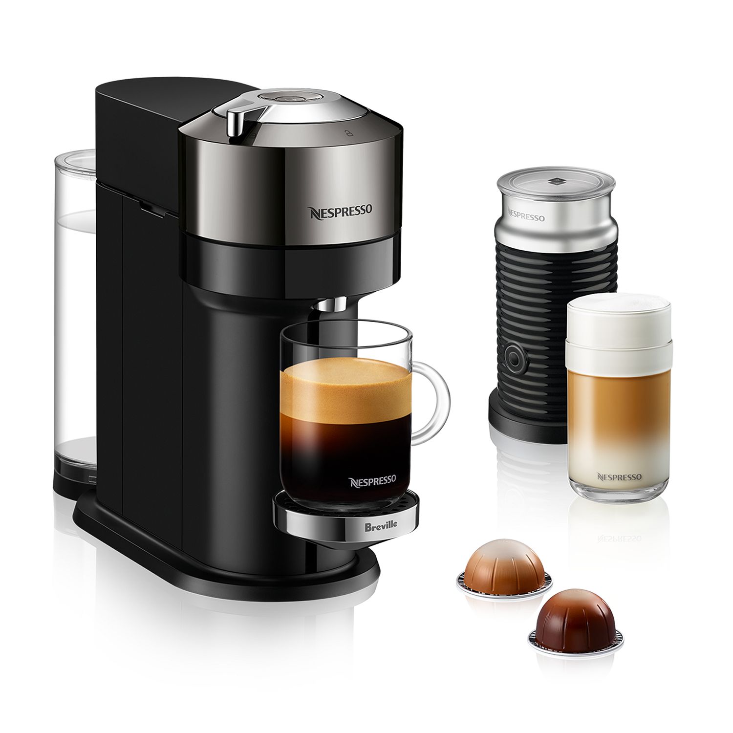Nespresso Vertuo Next Deluxe by Breville with Aeroccino Milk Frother (Dark Chrome) $127.99 at Bloomingdale's