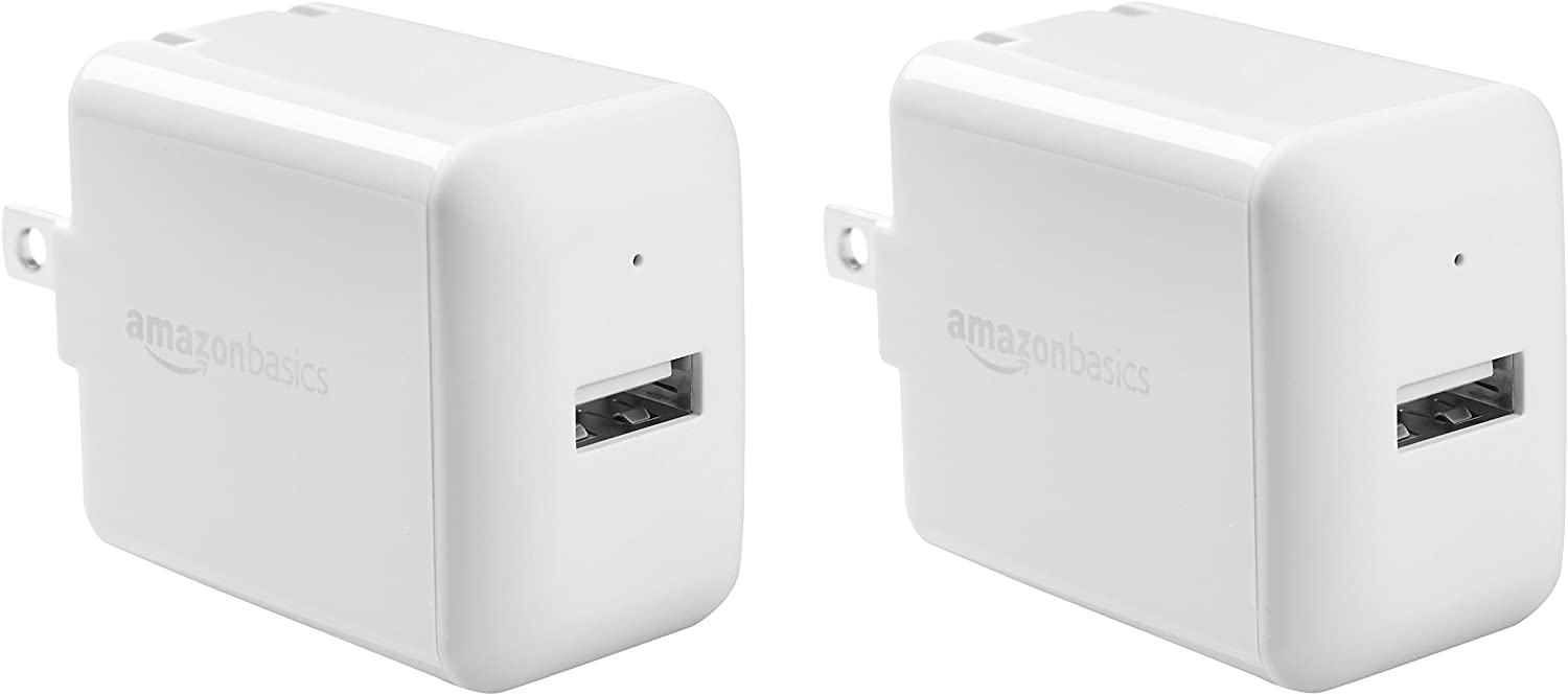 2-Pk Amazon Basics One-Port 12W USB Wall Charger - 2.4 Amp (White) $8.49