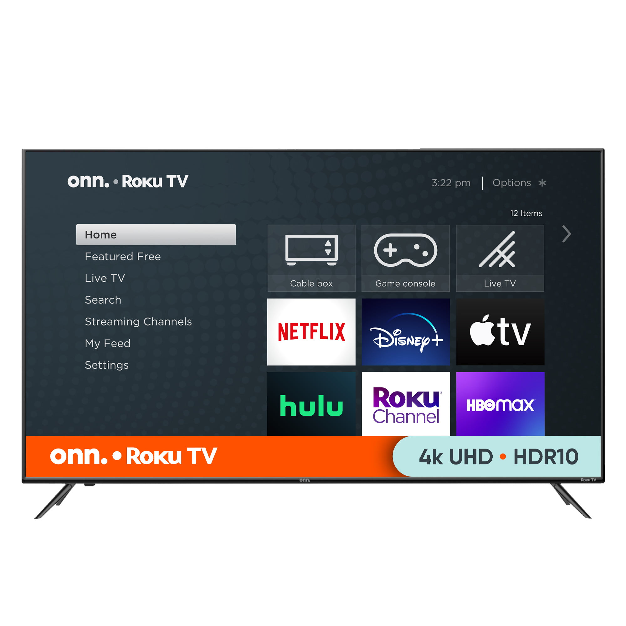 55” onn Class 4K UHD (2160P) LED Roku Smart TV HDR $268.00