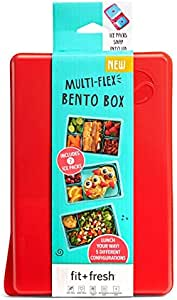 Fit + Fresh Multi-Flex Bento Box - Reusable, Customizable & Vertical Lunch Container with 2 Slim Ice Packs (Red) $11.99