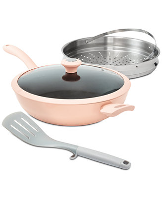 The Cellar Cast Iron w/ Ceramic Coating All-In-One Pan w/Steamer Insert and Spatula (Pink) $35.96