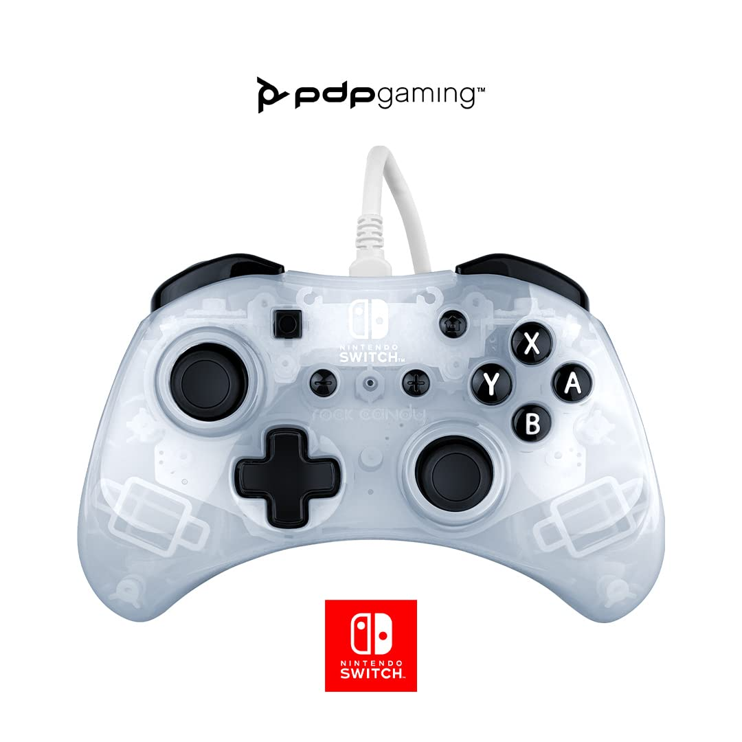 Prime Members: PDP Rock Candy Wired Gaming Switch Pro Controller - Frost White/Clear $9.99