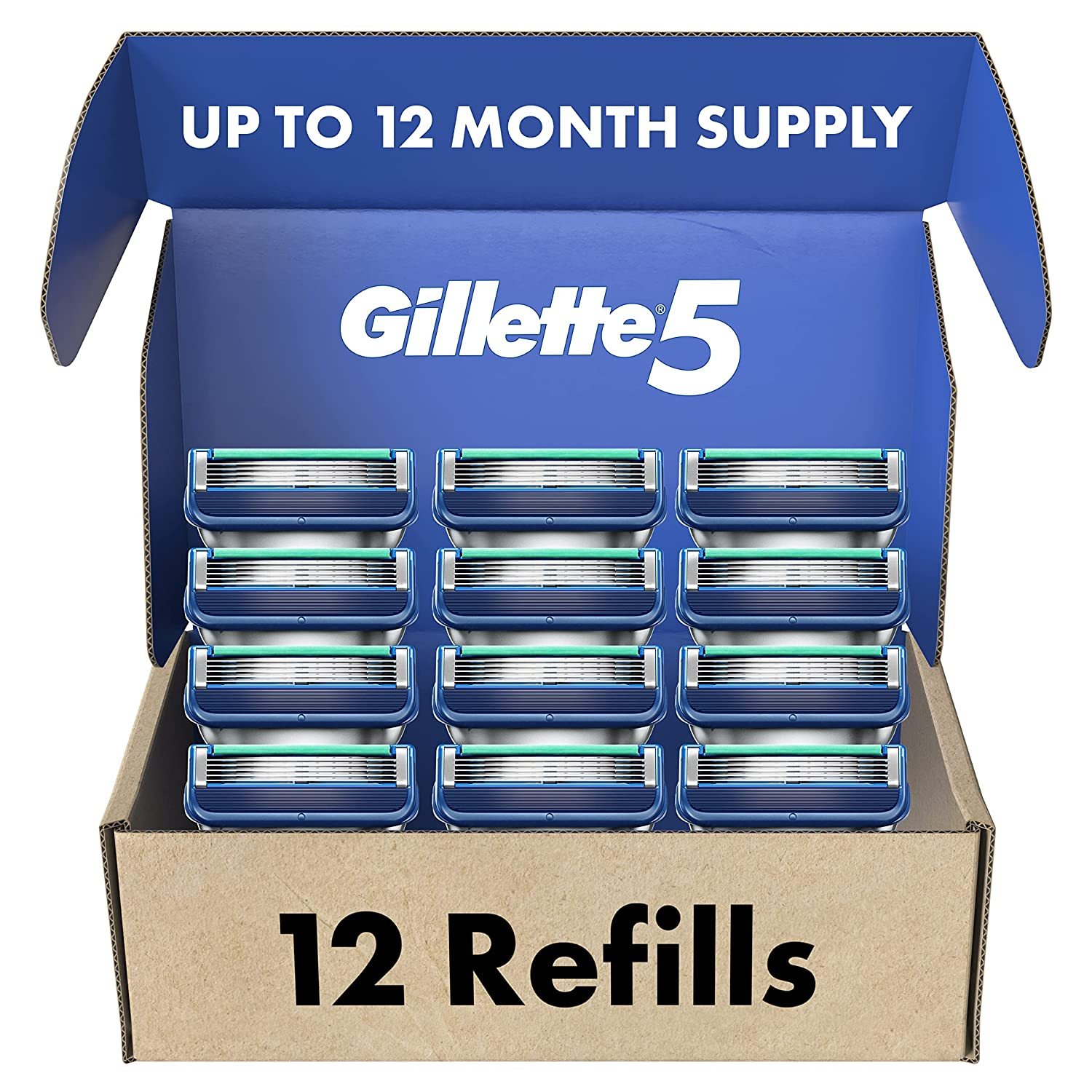 12-Ct Gillette5 Mens Razor Blade Refills w/ Lubrastrip $16.94