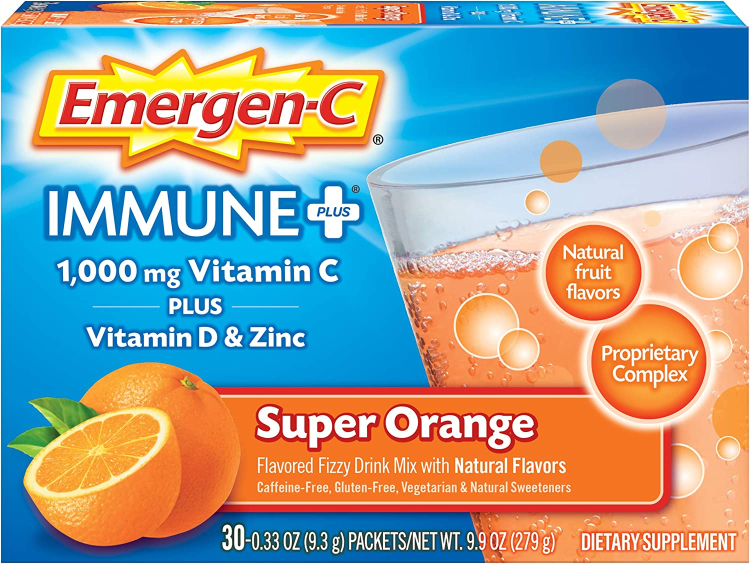 60-Ct Emergen-C Immune+ 1000mg Vitamin C Powder w/ Vitamin D, Zinc, Antioxidants and Electrolytes for Immunity, Immune Support Dietary Supplement (Super Orange Flavor) $17.98