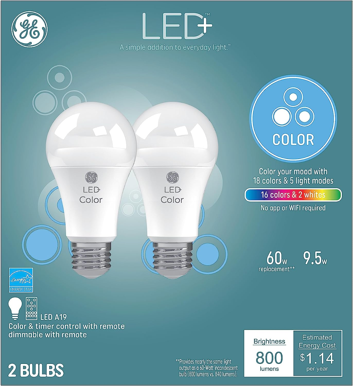 Prime Members: 2-Pk GE Lighting LED+ Color Changing LED Light Bulbs w/ Remote $9.49