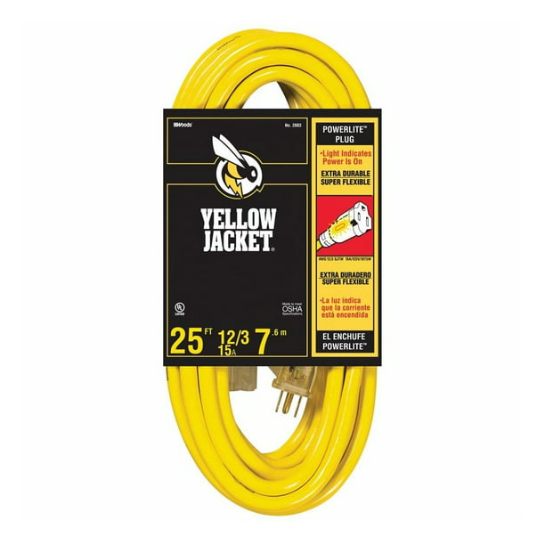25' Yellow Jacket 12/3 Heavy-Duty 15-Amp SJTW Extension Cord w/ Lighted Ends $26.57