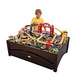 KidKraft Metropolis Wooden Train Set &amp; Table with 100 Pieces and Storage Drawer (Espresso) $149.39