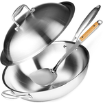 Willow &amp; Everett Wok Pan - Non-Stick Stainless Steel w/Domed Lid &amp; Bamboo Spatula $24.04