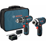 BOSCH 12V Max Cordless 2-Tool 3/8 in. Drill/Driver and 1/4 in. Impact Driver Combo Kit with 2 Batteries, Charger and Case $92.85