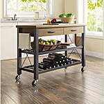 Whalen Santa Fe Kitchen Cart w/ Metal Shelves &amp; TV Stand Feature (Rustic Brown) $188.00